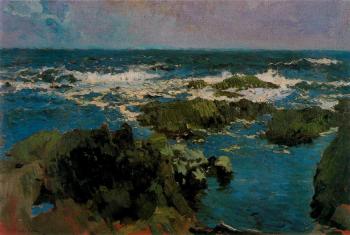 華金 索羅利亞 巴斯蒂達 Sea and rocks in San Esteban, Asturias 華金 索羅利亞 巴斯蒂達 Sea and rocks in San Esteban, Asturias